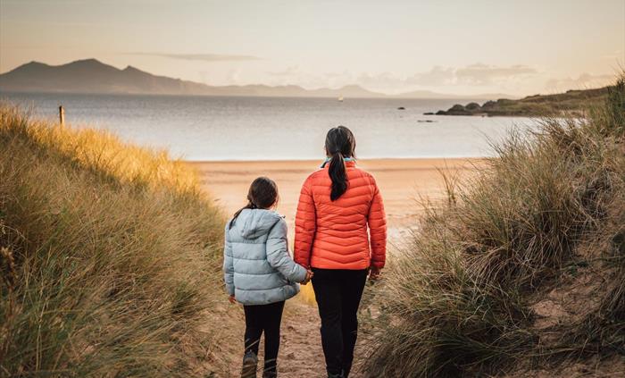 Views to Eryri National Park from Newborough National Nature Reserve